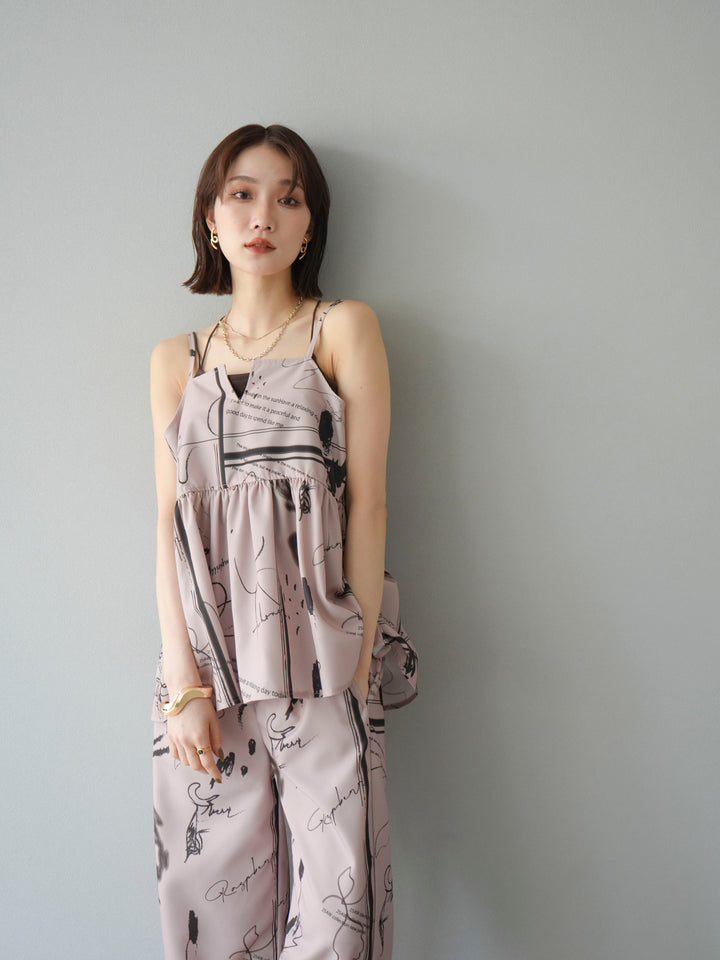 [予約]ペイント柄キャミソール/ベージュ
