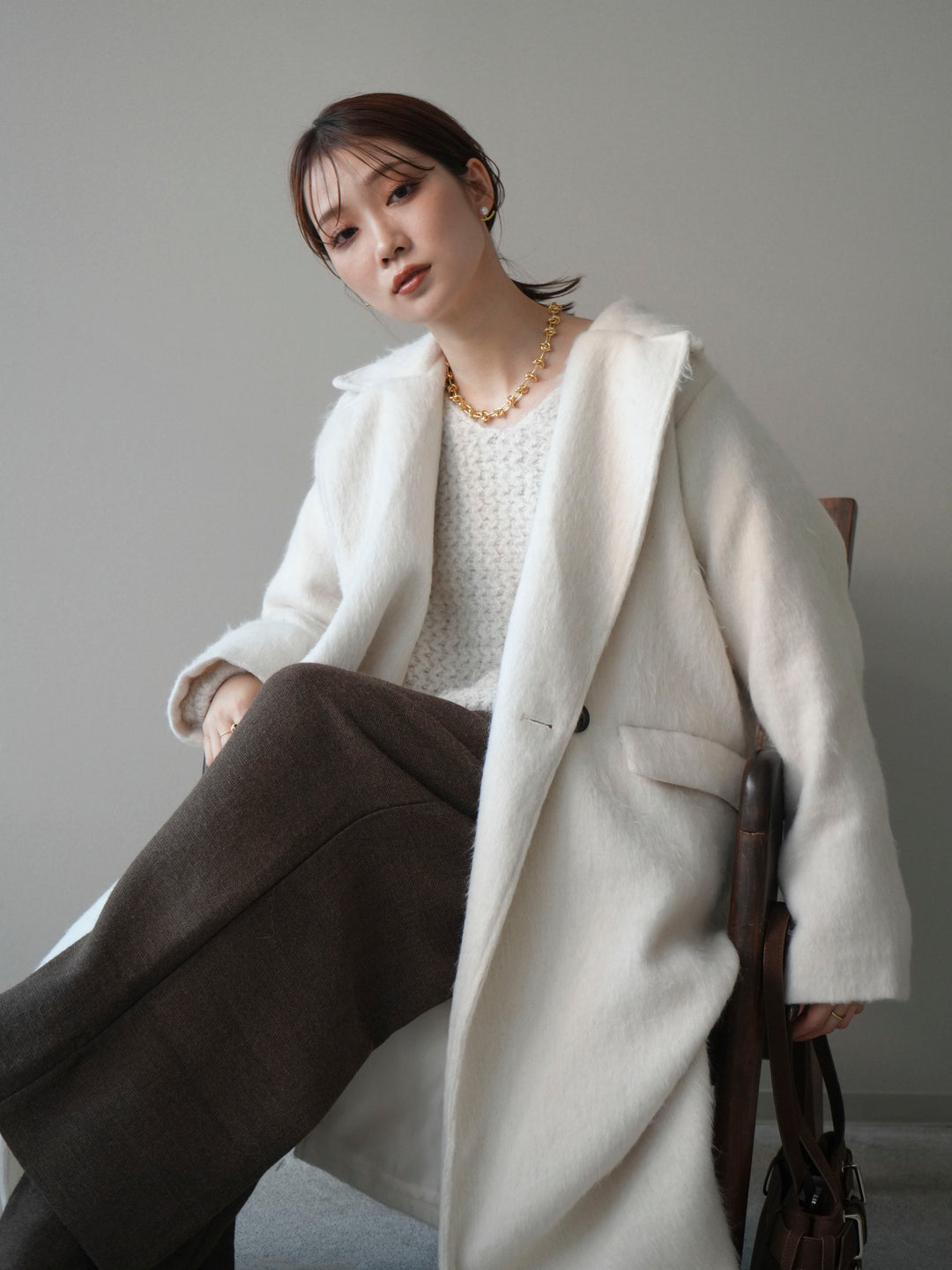 [予約]ソフトシャギーチェスターコート/ivory