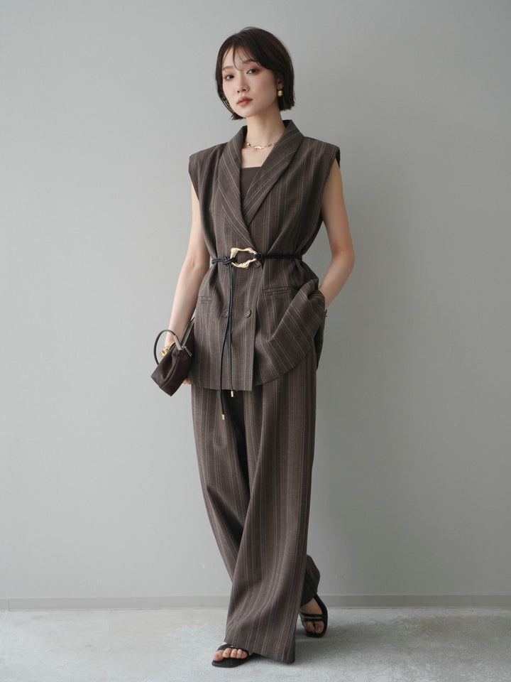 [SET]モチーフベルト付ストライプジレ＆パンツSETUP