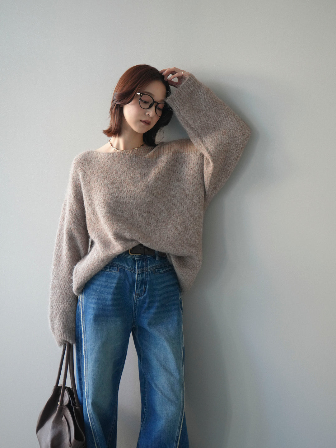 [予約]透かしデザインニットプルオーバー/ivory