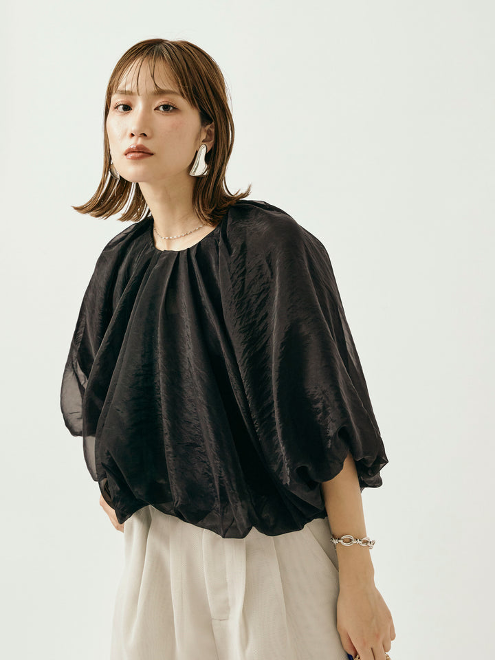 【Allure】[SET]オーガンジーバルーンショートブラウス+オーガンジーバルーンショートブラウス(2set)