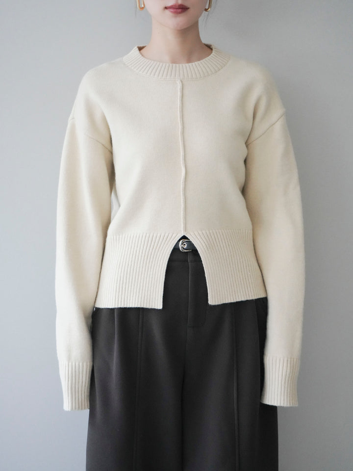 [予約]フロントスリットネックアンサンブルニット/ivory