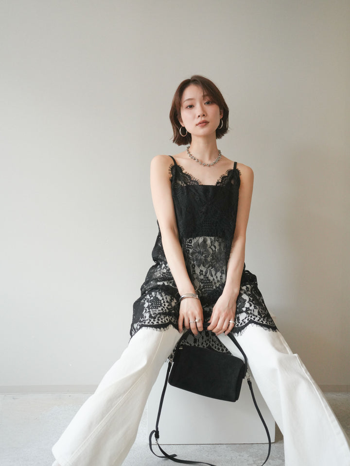 [予約]総レースチュニックキャミソール/black