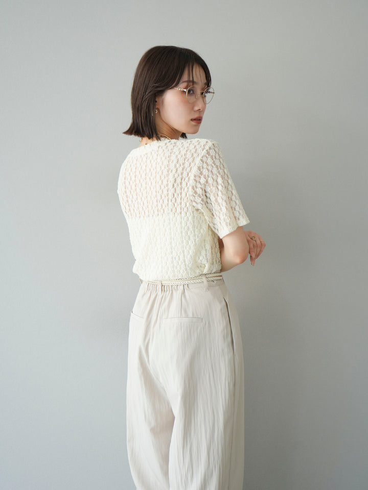 【預購】剪裁蕾絲T卹/象牙白