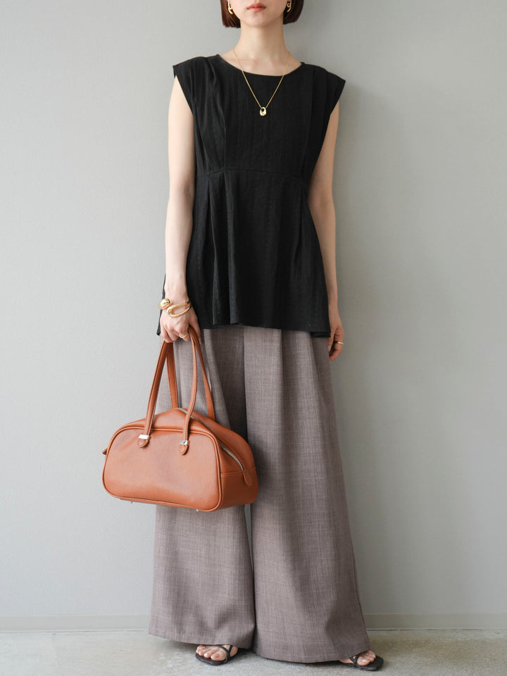 [予約]ドビーストライプタックブラウス/ブラック