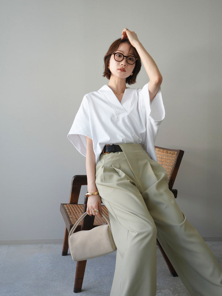 [予約]スキッパーワイド半袖トップス/white