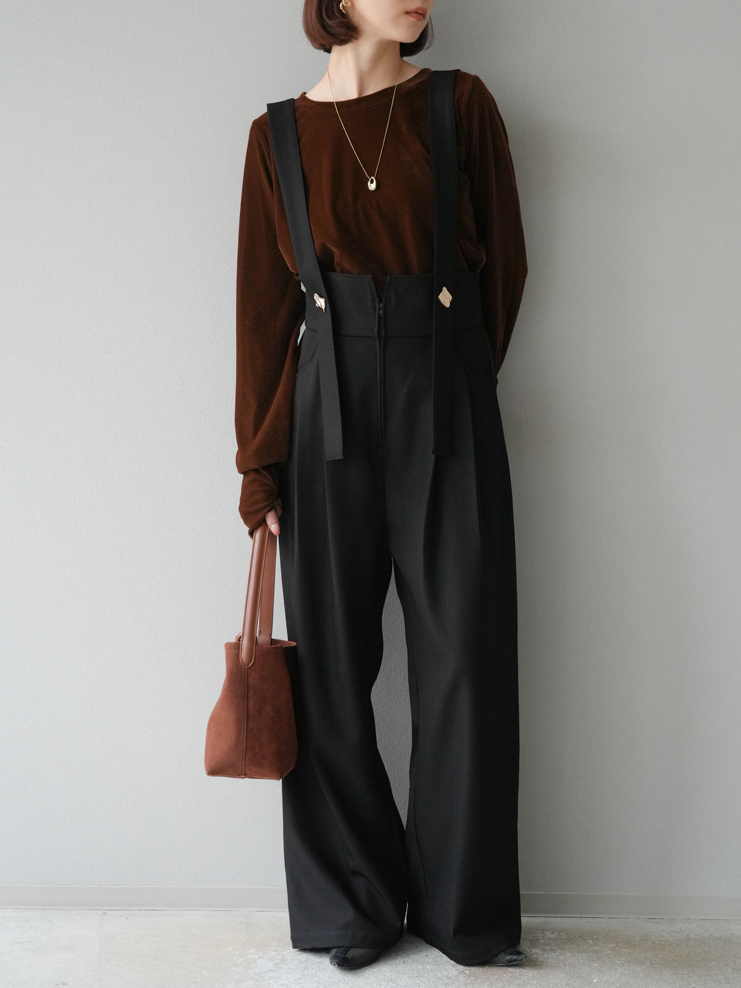 [予約]シアーベロアフィンガーホールトップス/ブラウン