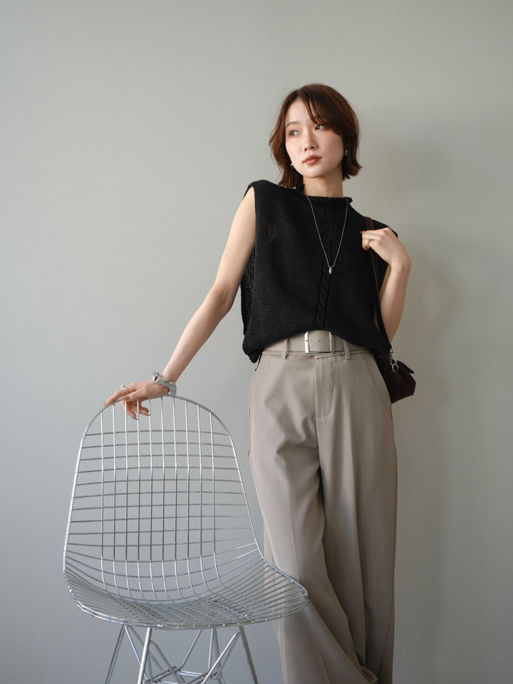 [予約]オープンサイドニットトップス/black