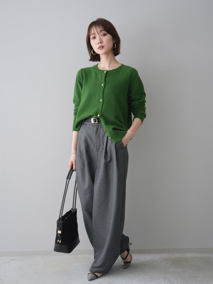 [予約]リネンライクタックワイドパンツ/charcoal