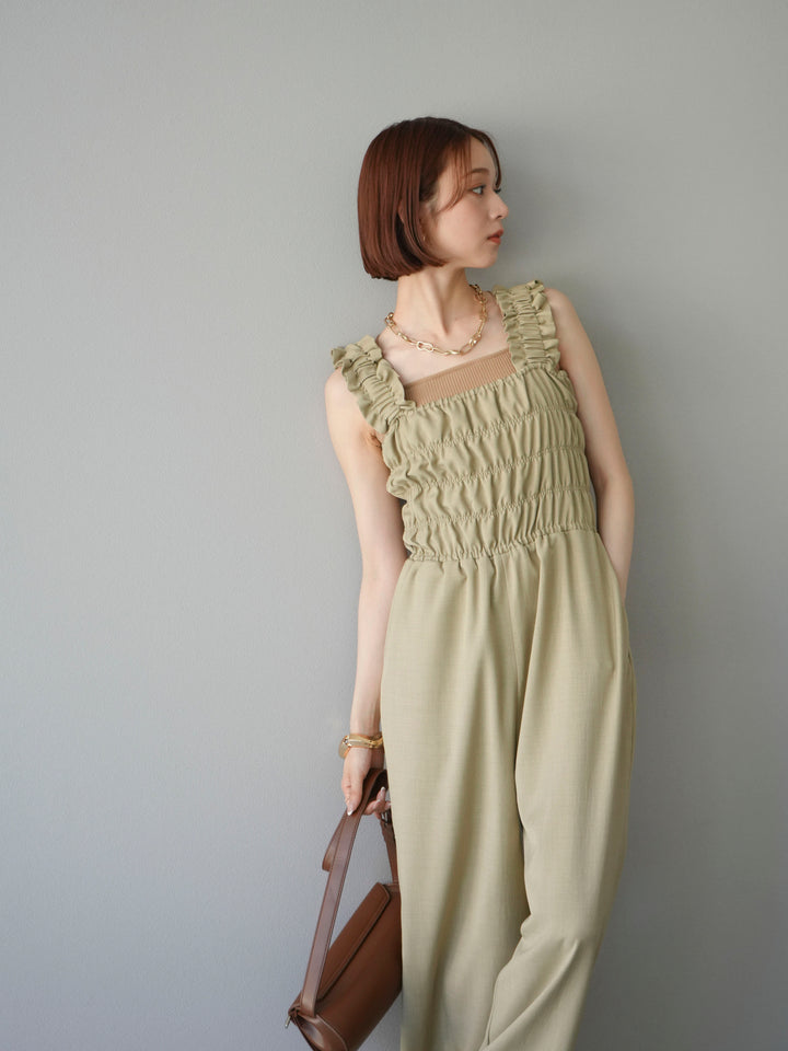 [予約]ヘザーエステルシャーリングサロペット/ベージュ