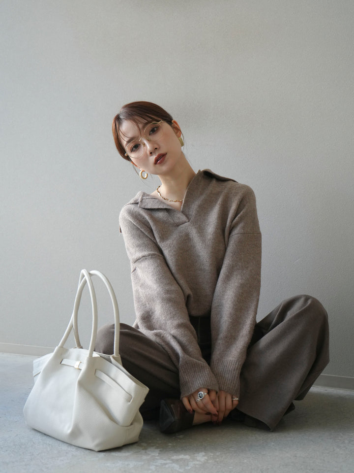 [SET]スキッパーオーバーニットプルオーバー+選べるアクセセット(2set)