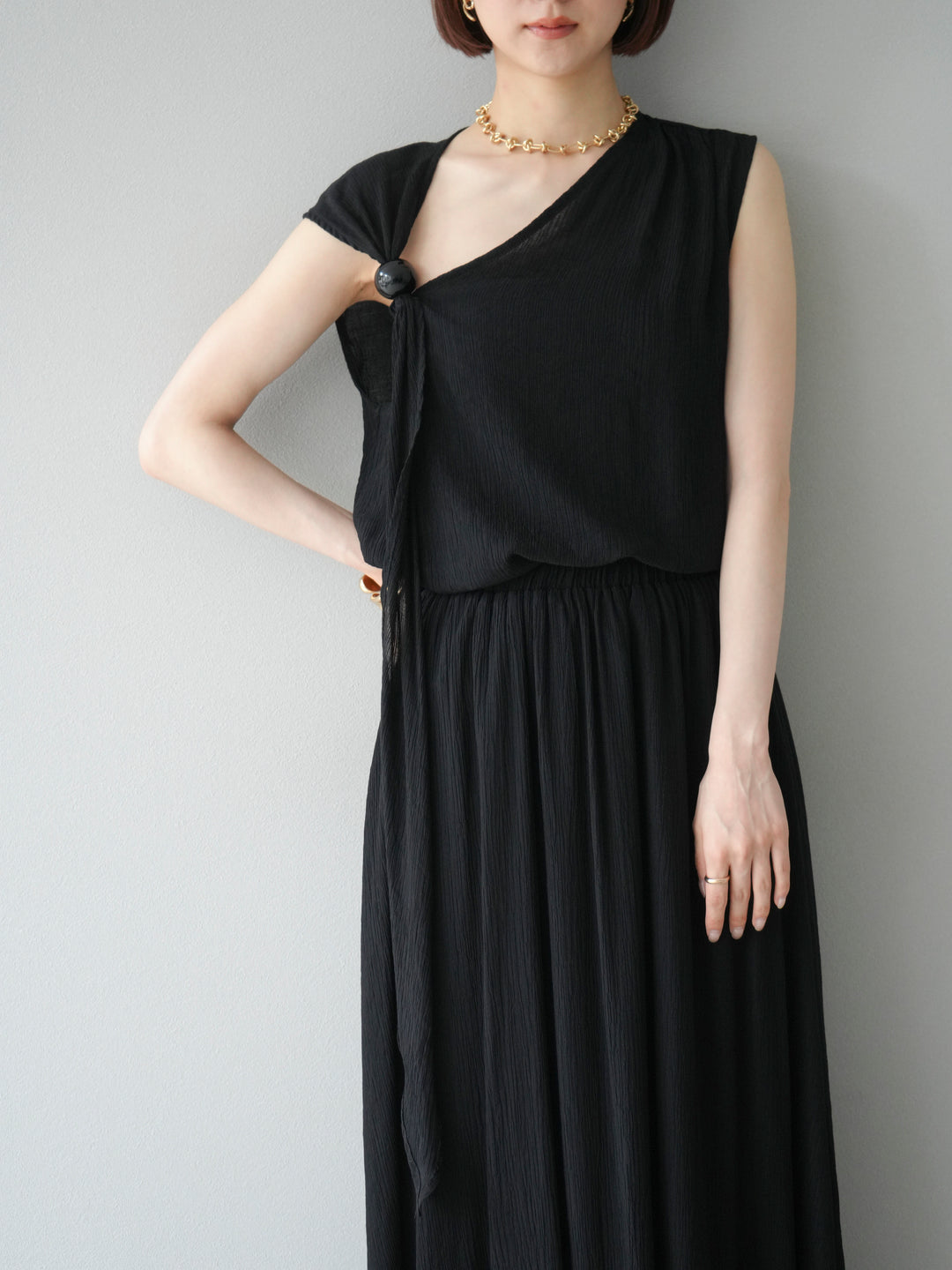 [SET]ビーズモチーフ楊柳ブラウス＆フレアスカートSET UP(2set)