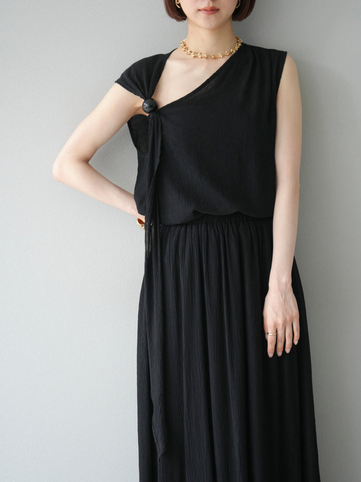 [SET]ビーズモチーフ楊柳ブラウス＆フレアスカートSET UP(2set)