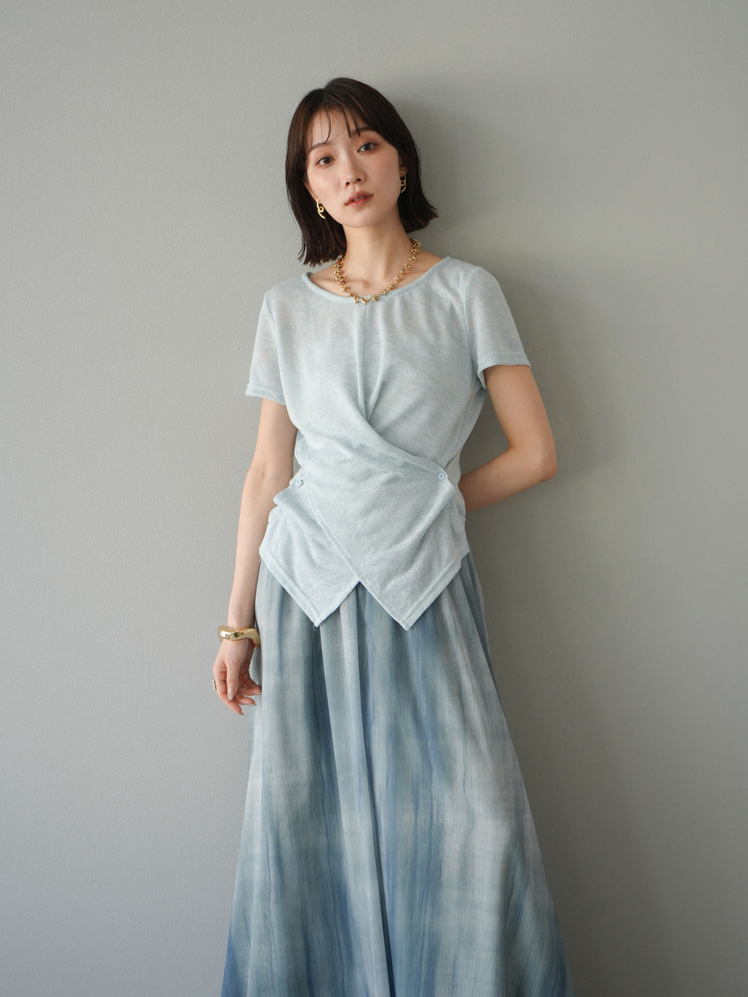 [預購] Cache-Coeur 薄紗針織套頭衫/藍色