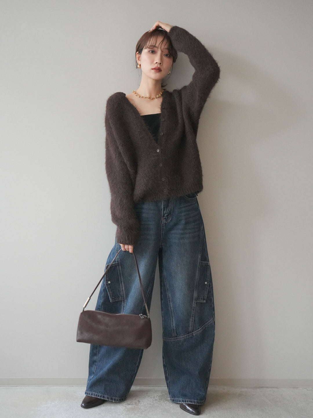 [予約]カーゴデザインコクーンデニムパンツ/navy