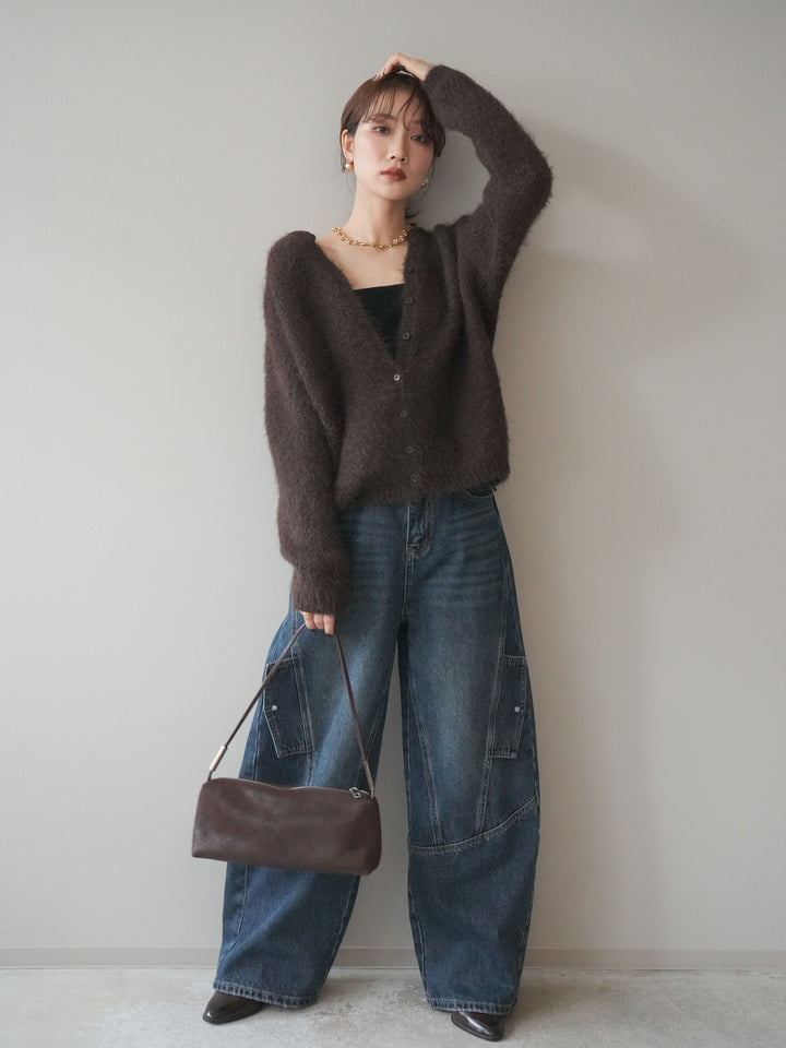 [予約]カーゴデザインコクーンデニムパンツ/navy