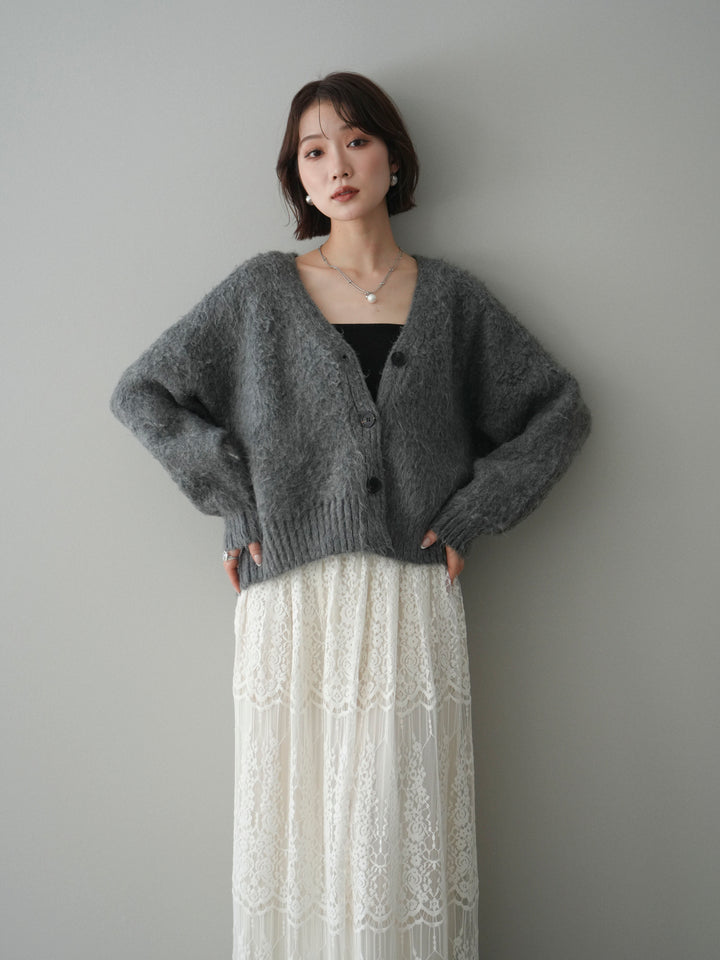 [予約]起毛シャギーニットカーディガン/gray