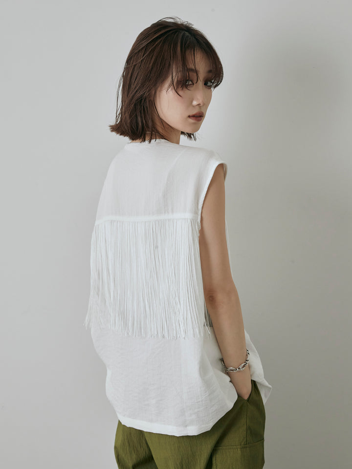 [予約]フリンジノースリブラウス/オフ