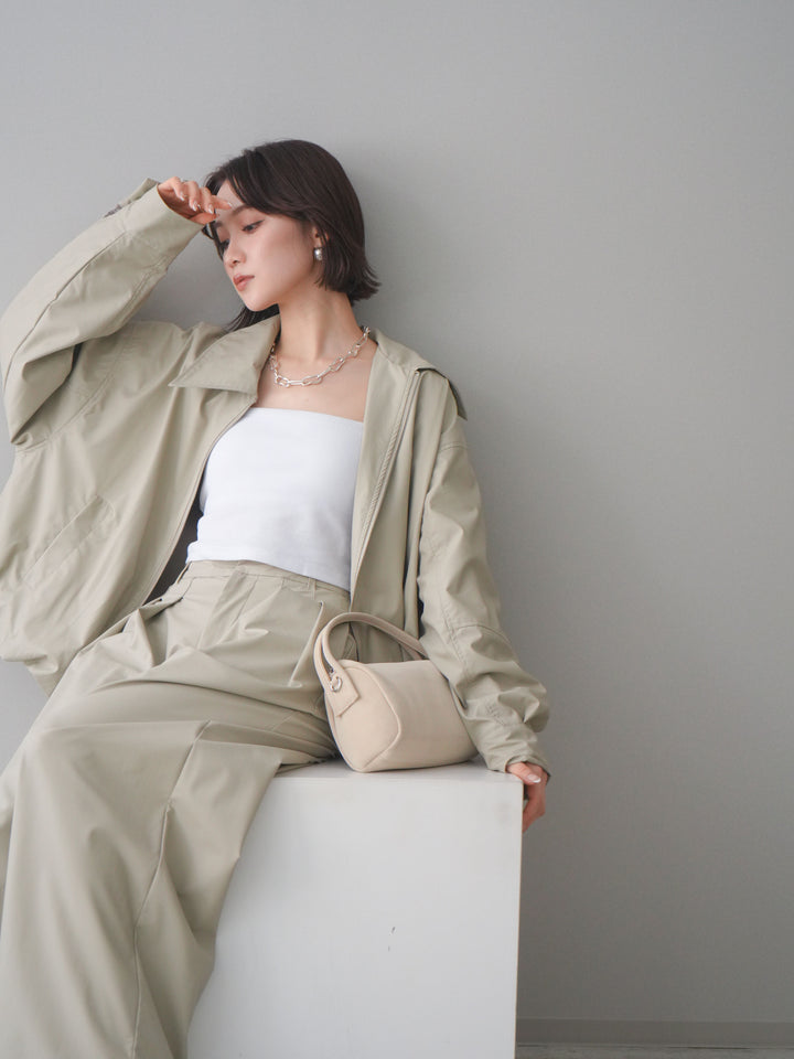 [予約]ウォッシャブルフェイクレザーバルーンジャケット/ecru