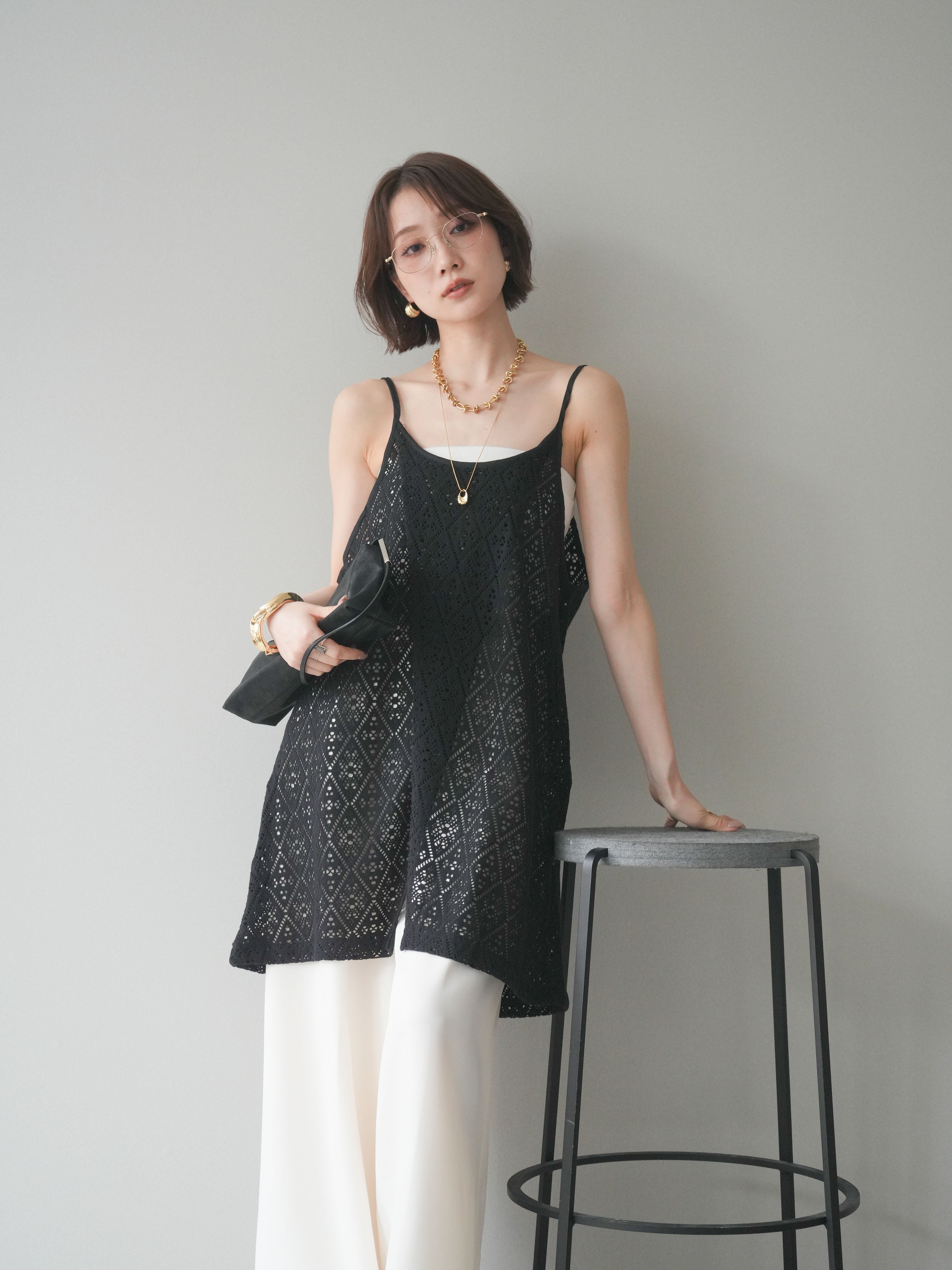 searoomlynn 3D Embroideryチュニックキャミ ブラック SeaRoomlynn (シールーム・リン)