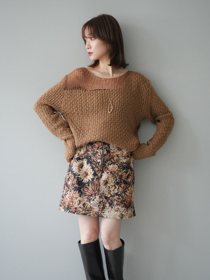 [予約]ダメージデザインニットプルオーバー/camel