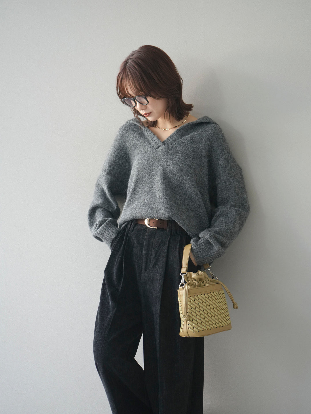 [予約]スキッパーニットプルオーバー/darkgray