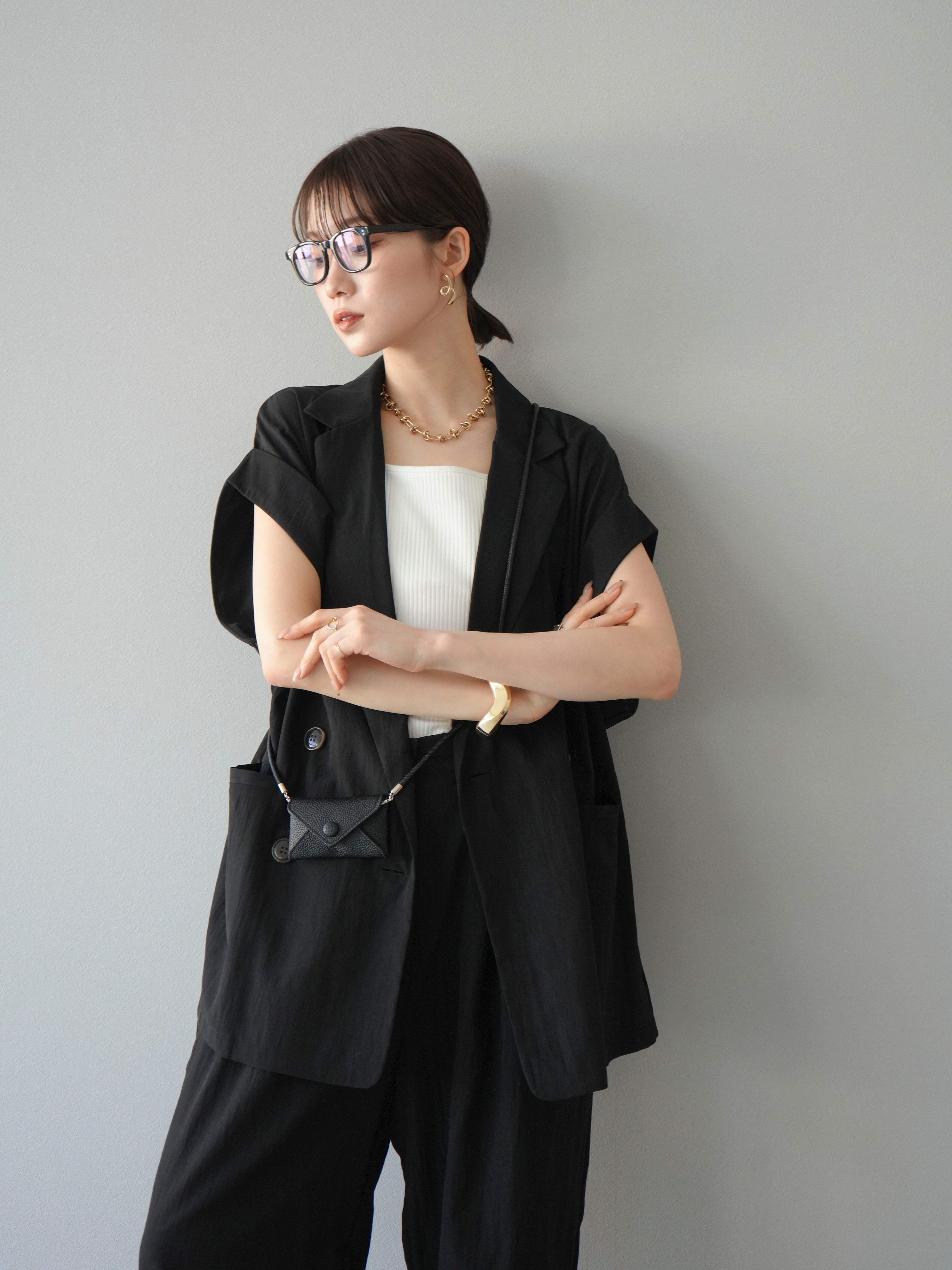 ドゥーズィエムクラス　リネンカラーレスブレザー　ブラウン　22SS ドゥーズィエムクラスリネンカラーレスブレザーブラウン22SS