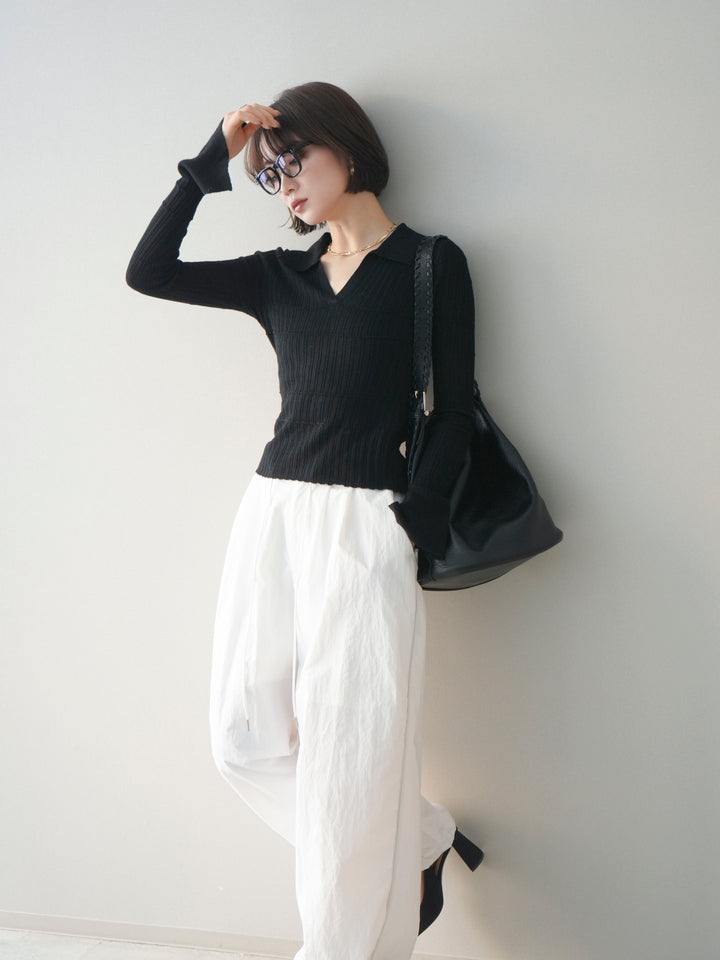 [予約]シアーリブスキッパーニットトップス/black