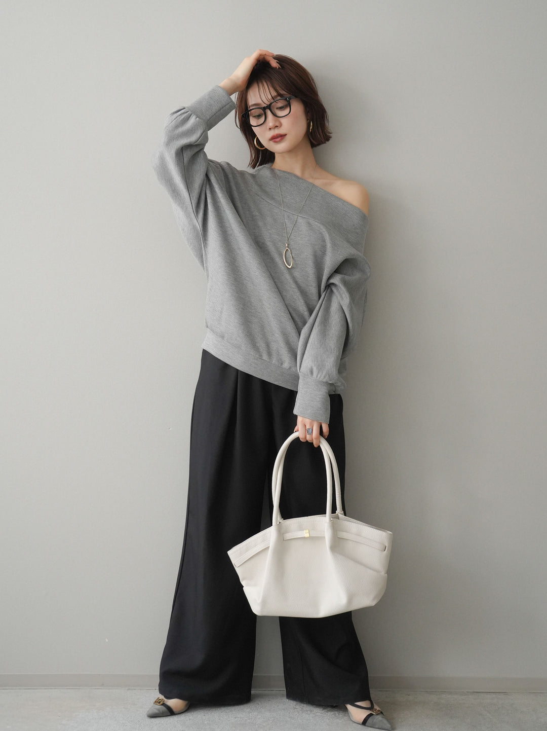 [予約]ベルト付キーホルダーモチーフワイドパンツ/black