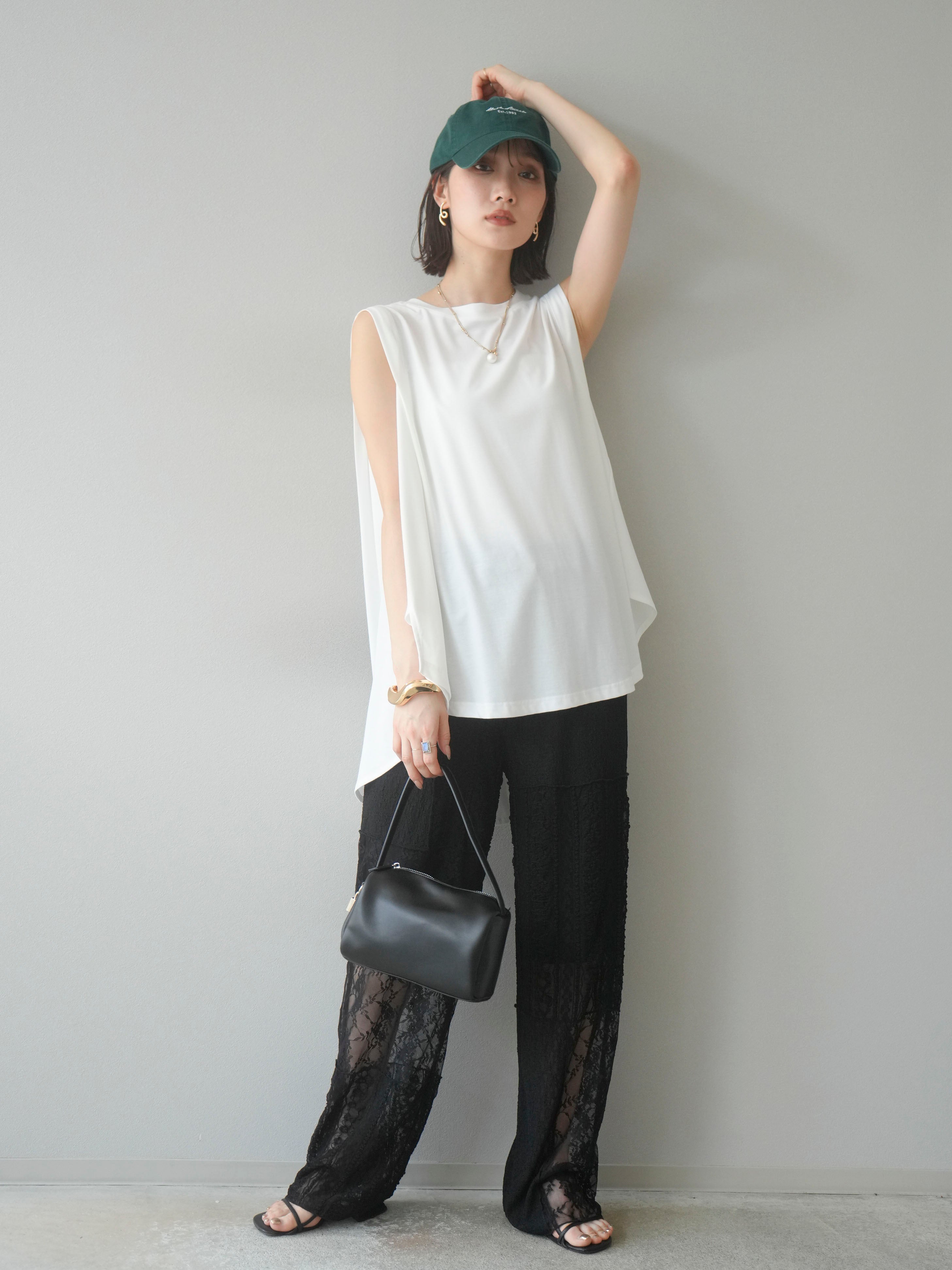 予約]パッチワークレースワイドパンツ/ブラック – Lumier