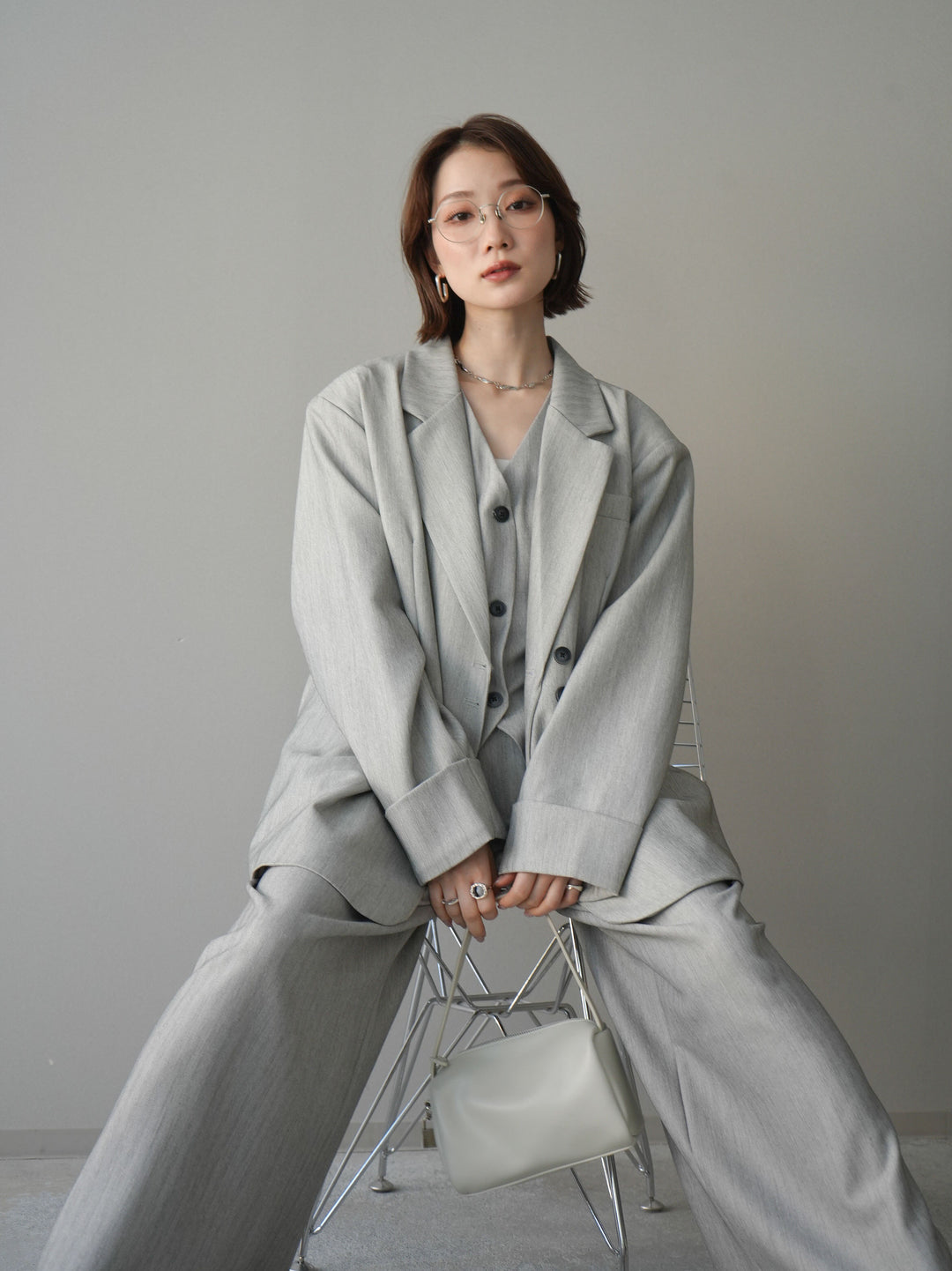 [予約]ダブルボタンヘリンボーンジャケット/lightgray