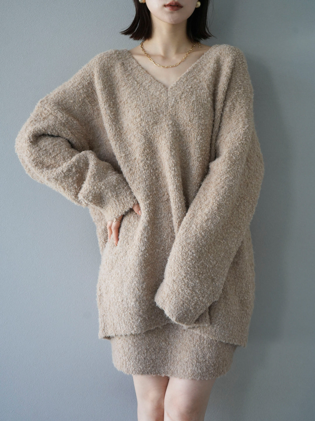 [SET] 橢圓針織衫 & 迷你裙 SET UP