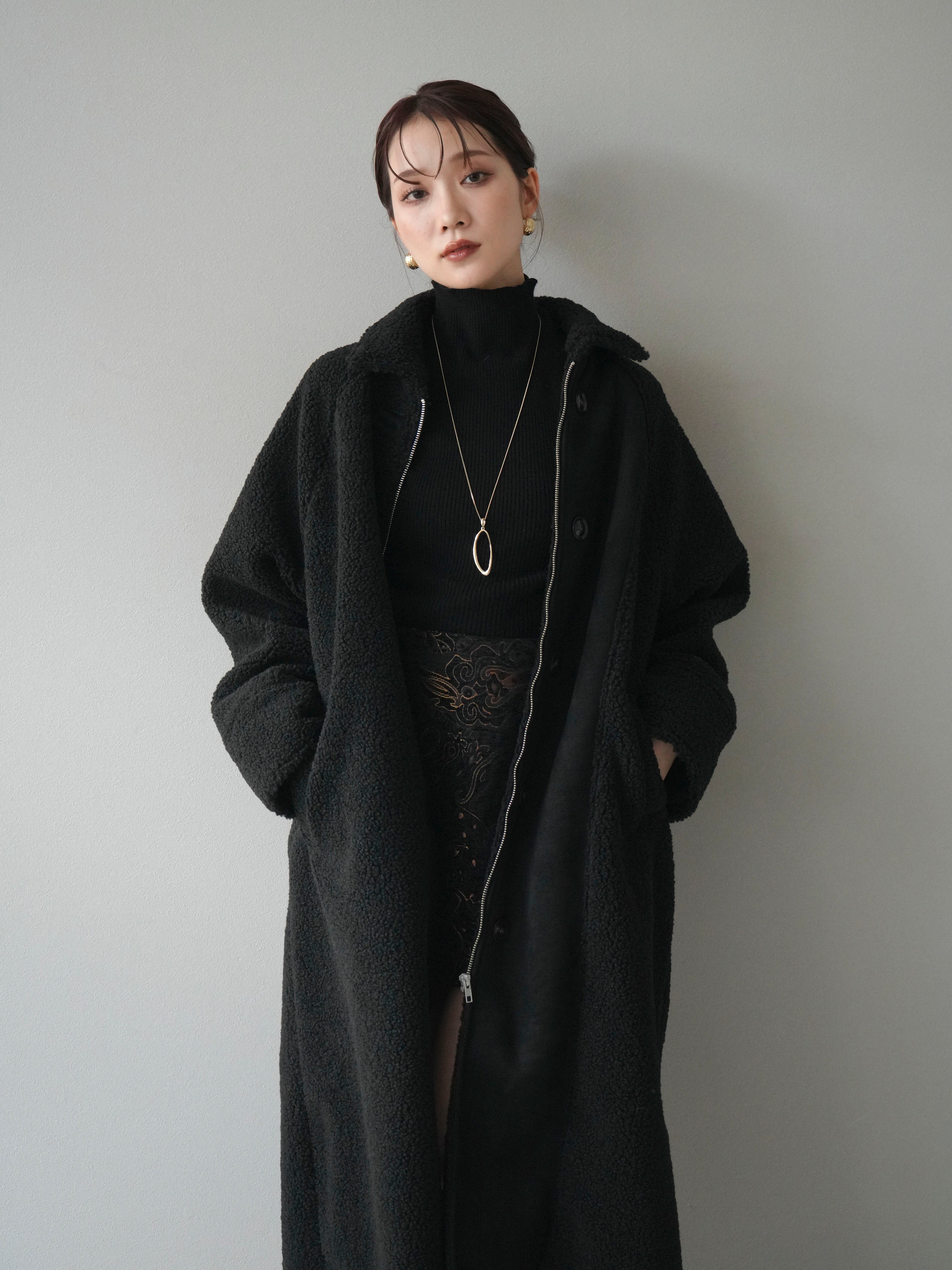 予約]ボアxムートンロングコート/black – Lumier