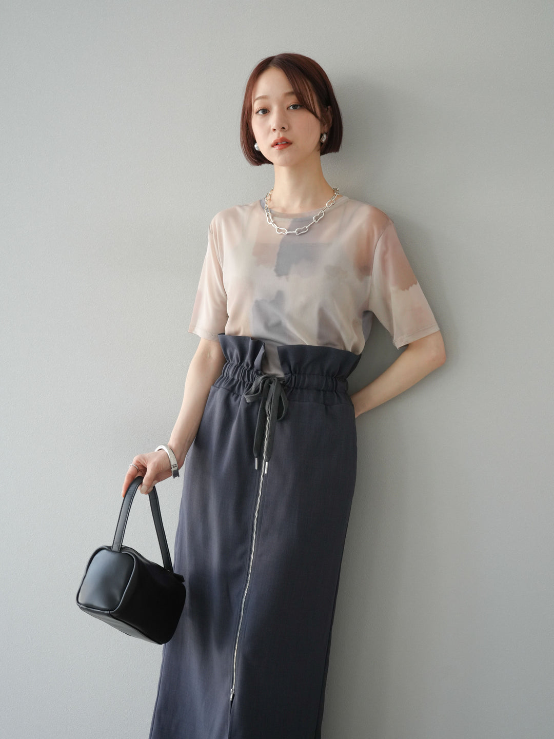 [套裝] 水彩藝術透視T卹 + Heather Ester 褶皺拉鍊裙 (2套)