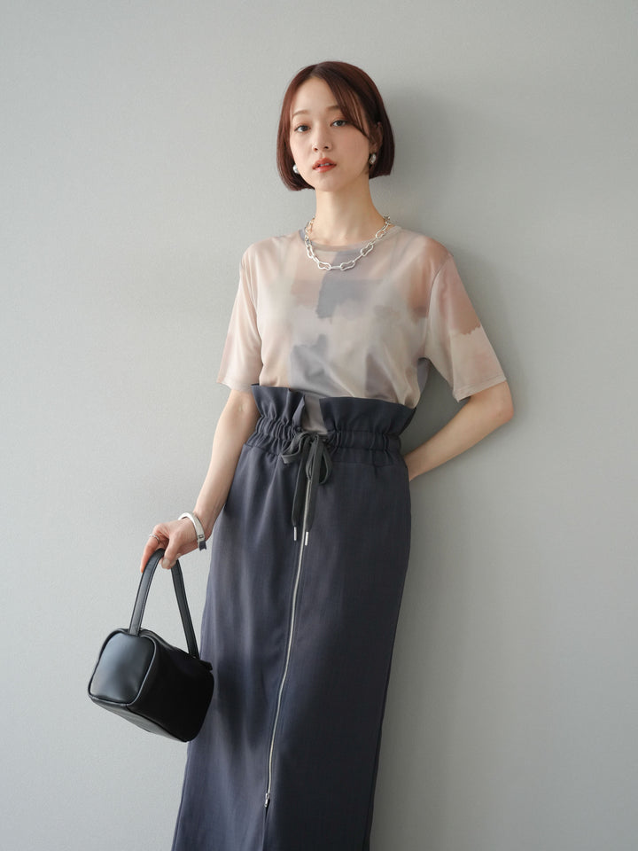 [套裝] 水彩藝術透視T卹 + Heather Ester 褶皺拉鍊裙 (2套)