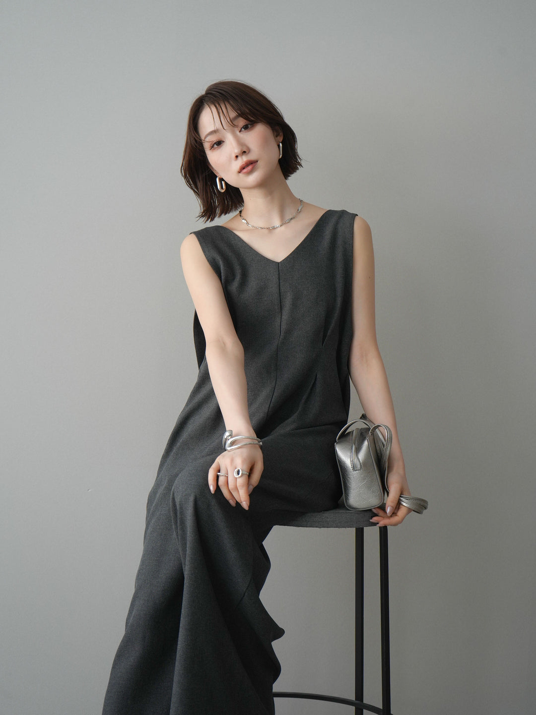 【預購】肩帶雙向背帶褲/混灰色
