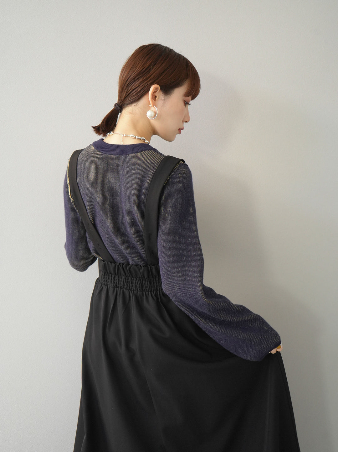 [套裝] 雙面配色羅紋針織套頭衫 + 可選飾品套裝（2 套）