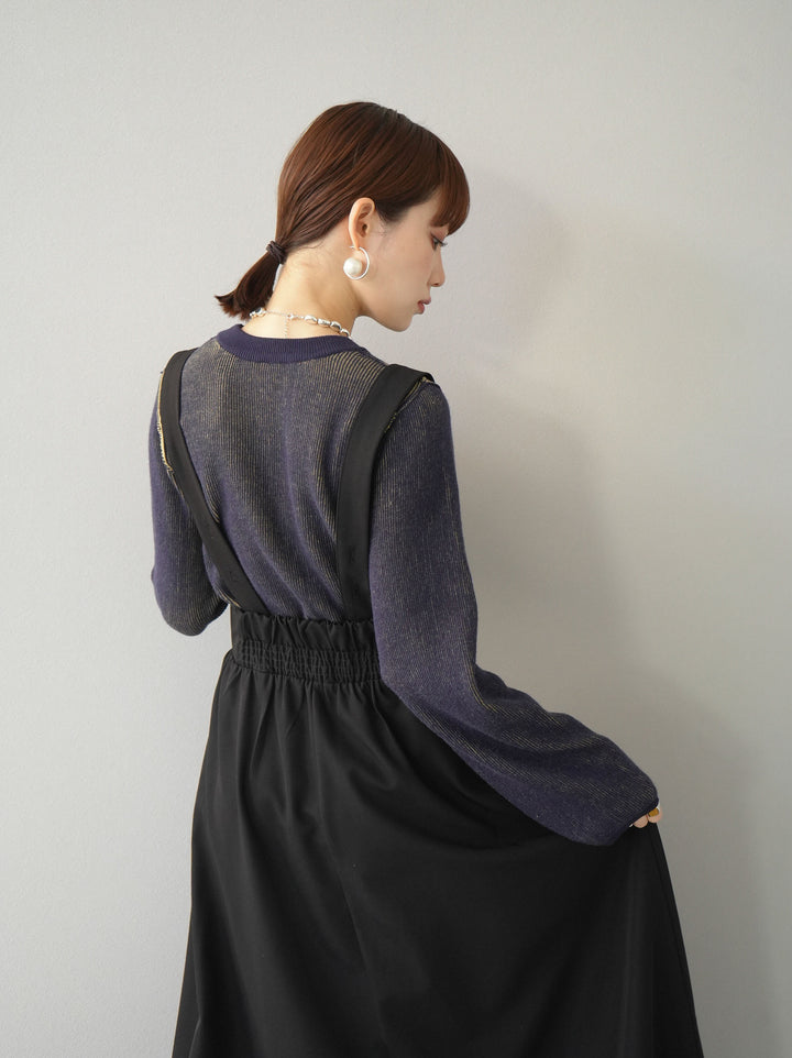 [套裝] 雙面配色羅紋針織套頭衫 + 可選飾品套裝（2 套）