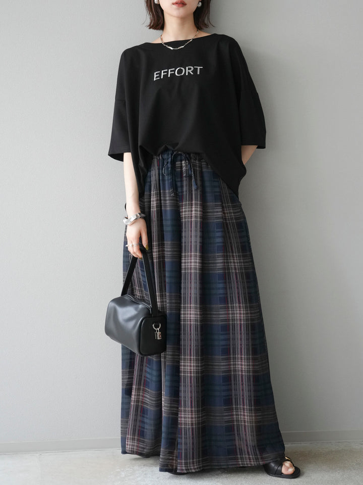 [予約]異素材メタリックロゴ刺繍×プリントTシャツ/ブラック