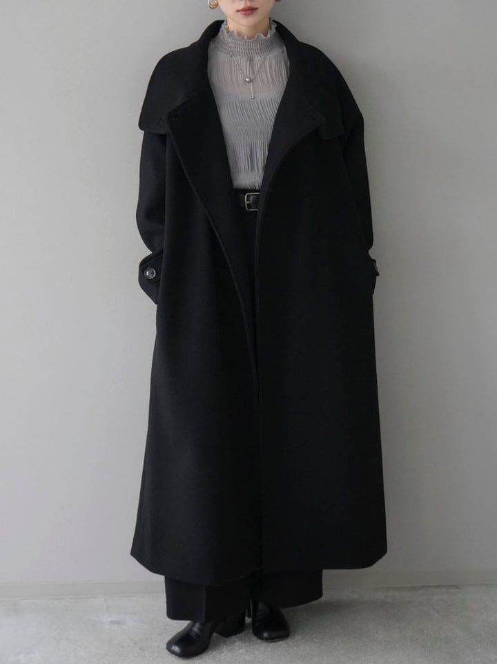 [Pre-order] Faux wool stand-up collar coat/black