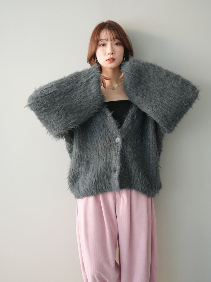 [予約]シャギーオーバーニットカーディガン/gray