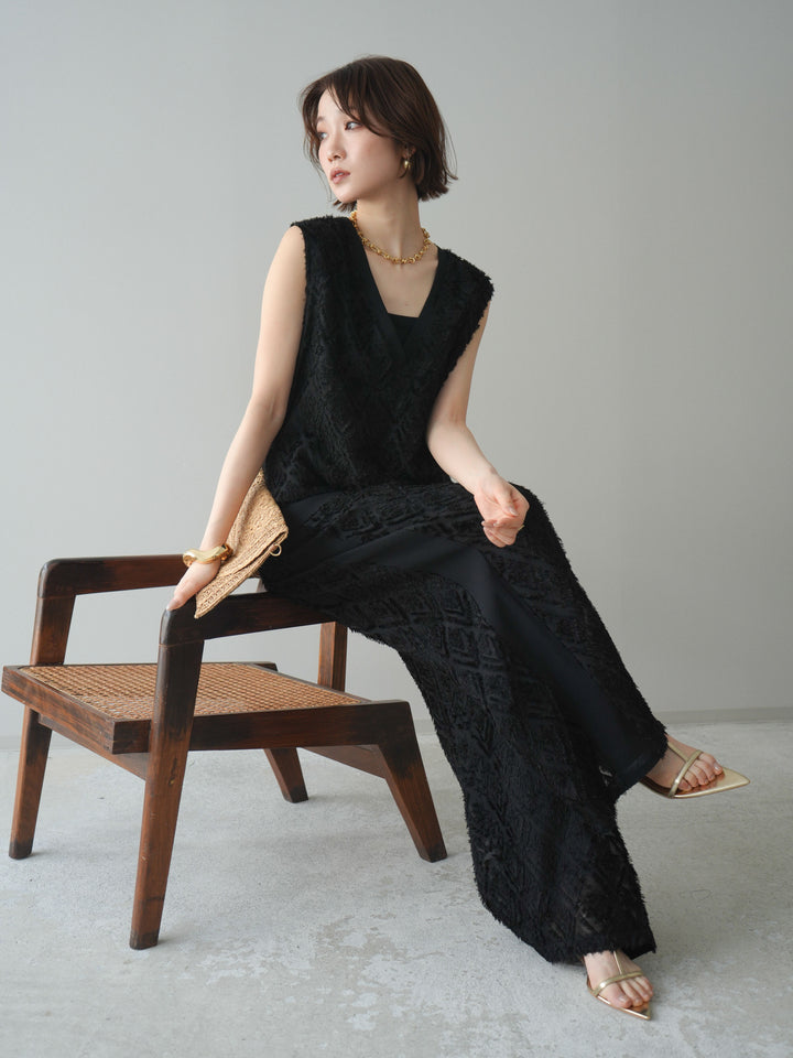 [SET]フリンジレイヤードVネックノースリーブ+フリンジレイヤードVネックノースリーブ(2set)