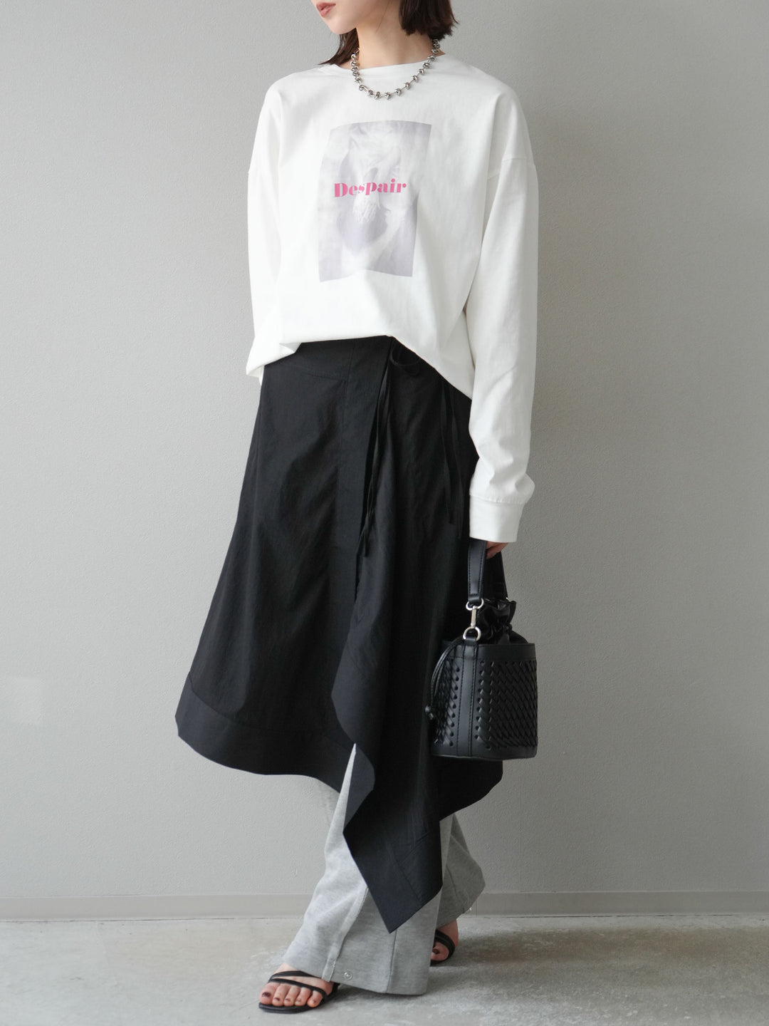 [予約]アシンメトリーレイヤードスカート/ブラック