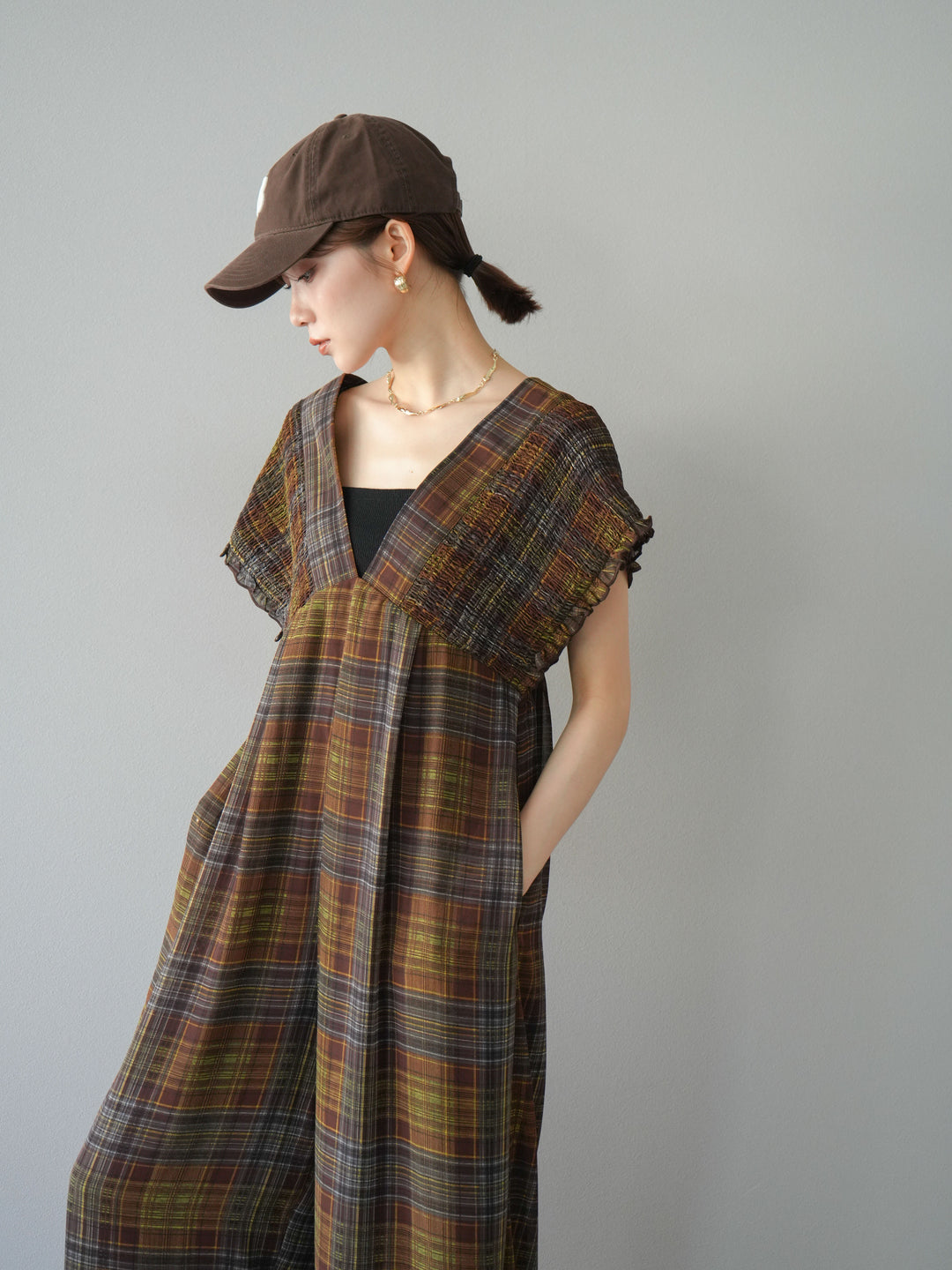 [SET]シアーチェックシャーリングサロペット+シアーチェックシャーリングサロペット(2set)