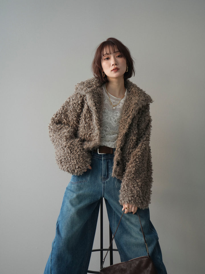 [予約]プードルファーミドルスタンドブルゾン/beige