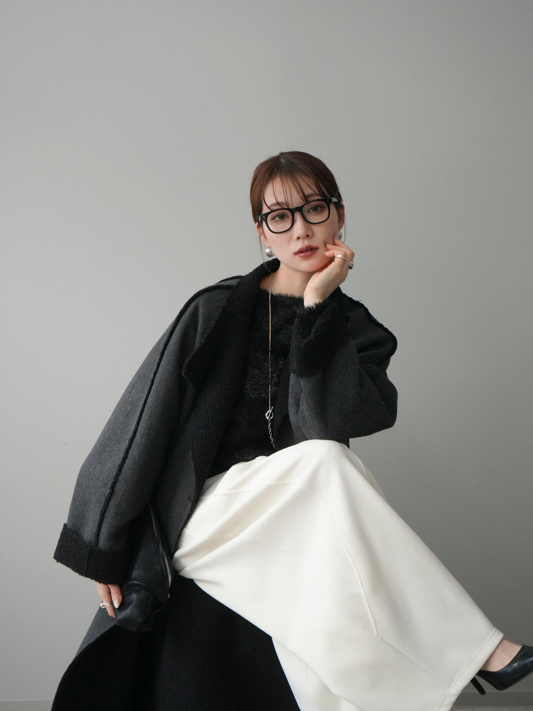 [予約]アウトシーム裏ボアコート/black