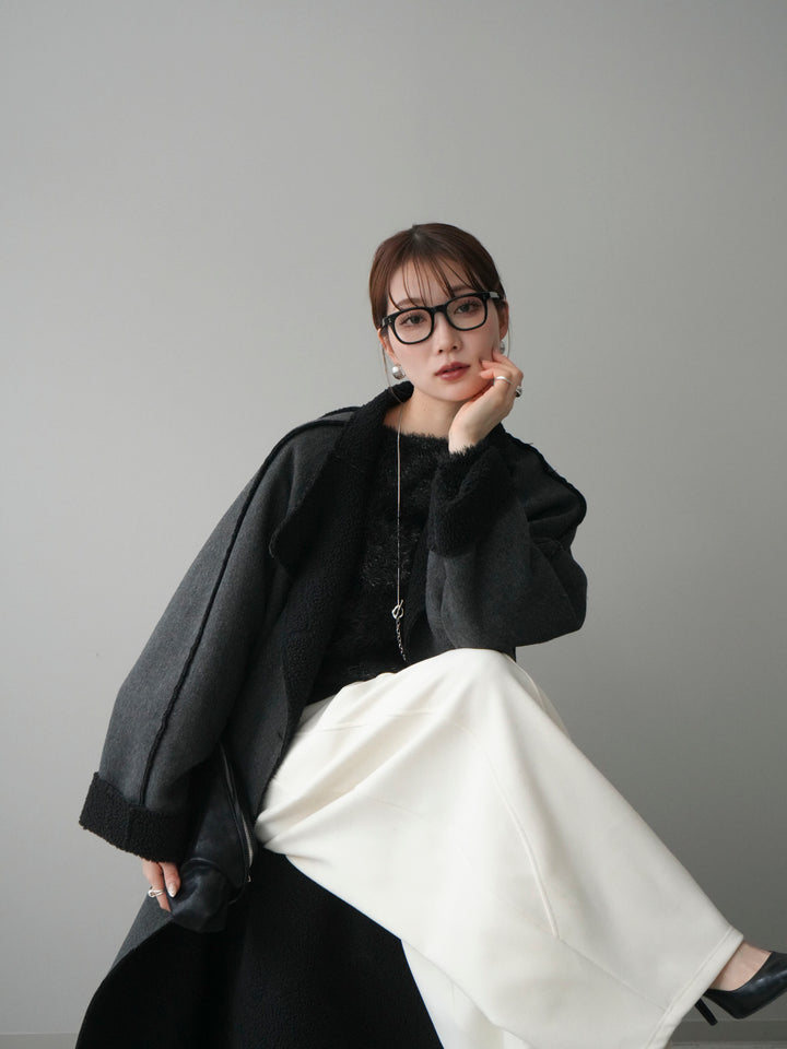 [予約]アウトシーム裏ボアコート/black