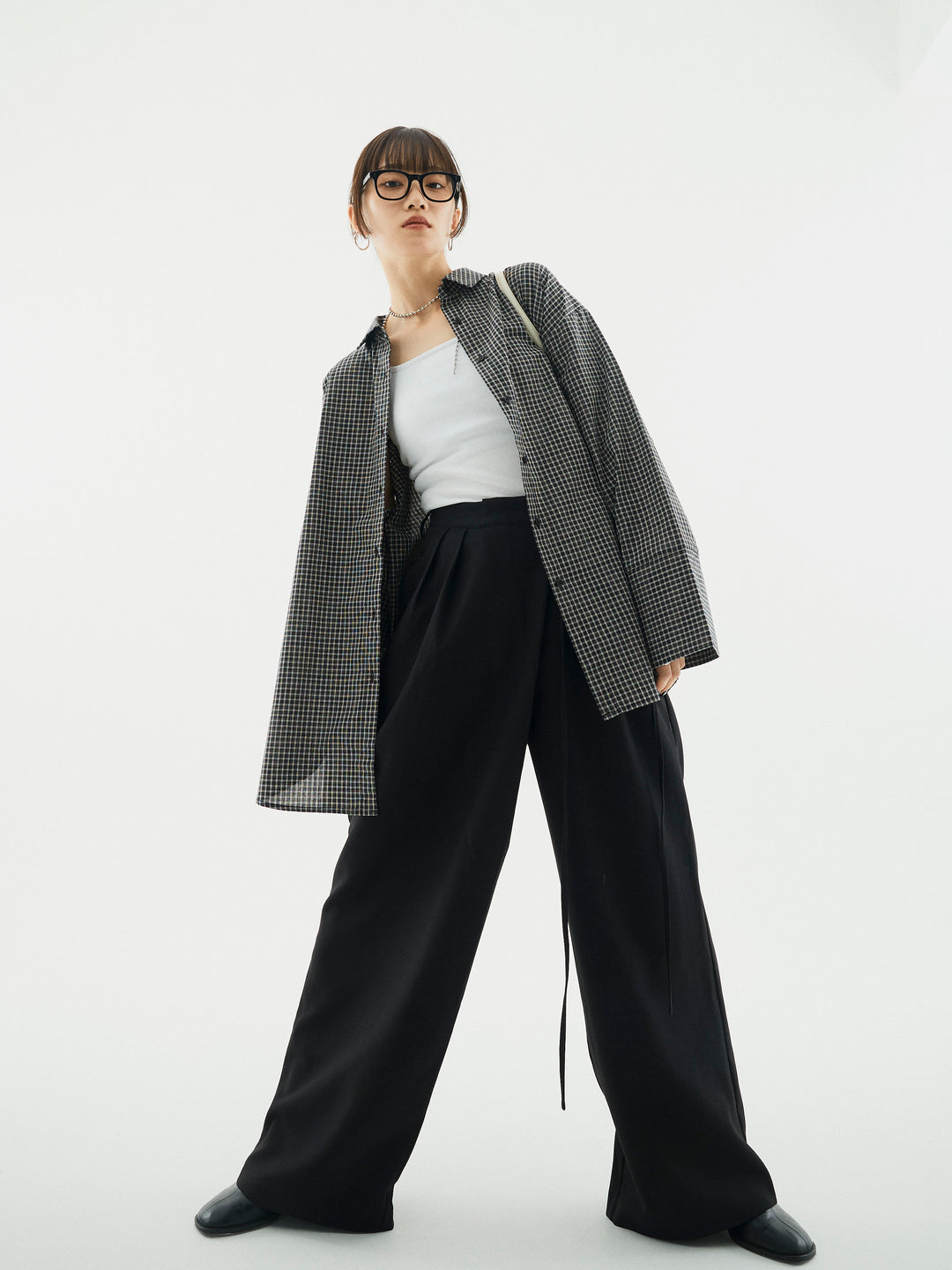 【Allure】[SET]チェックBIGカフスオーバーシャツ+チェックBIGカフスオーバーシャツ(2set)