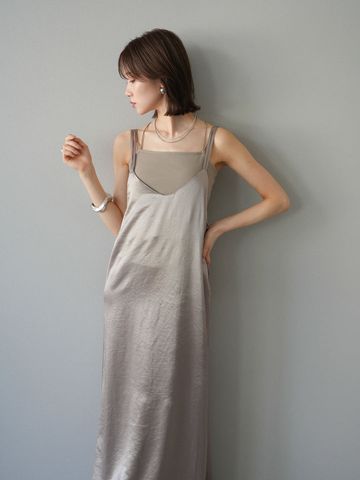 [予約]サテンキャミワンピース/グレージュ