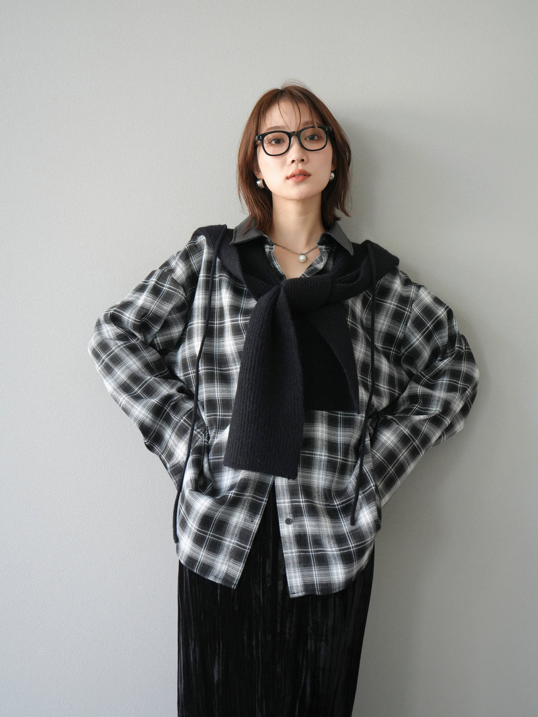 [予約]フードニットマフラー/ブラック